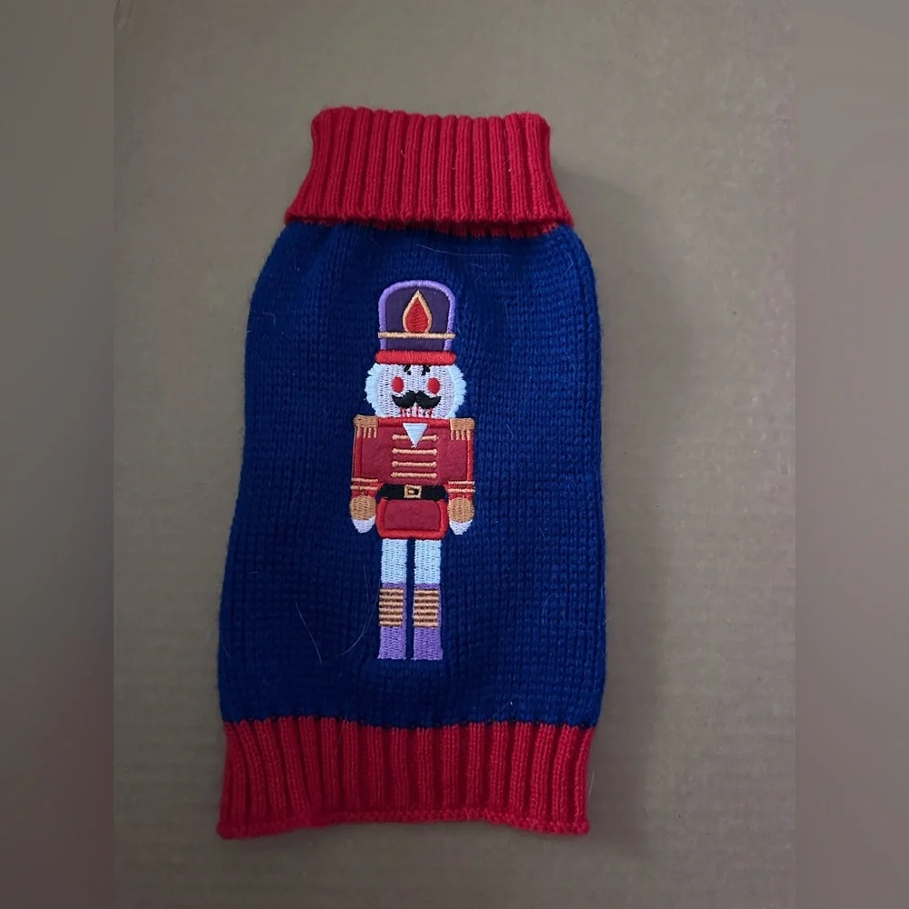 Red and Blue Knit Dog Sweater